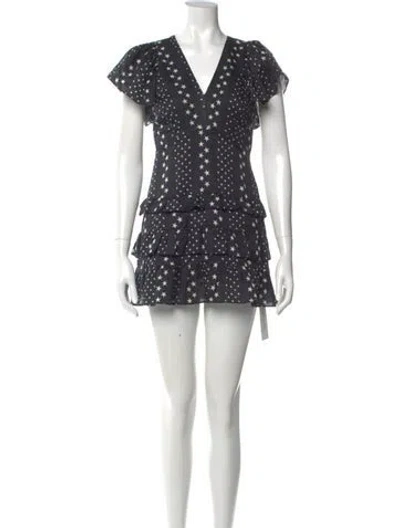 Pre-owned Loveshackfancy Printed Mini Dress In Black