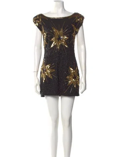 Pre-owned Loveshackfancy Printed Mini Dress In Black