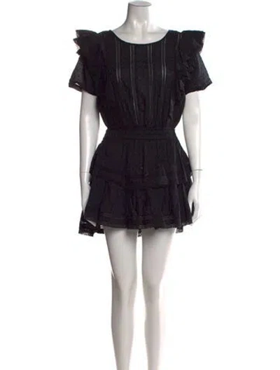 Pre-owned Loveshackfancy Printed Mini Dress In Black