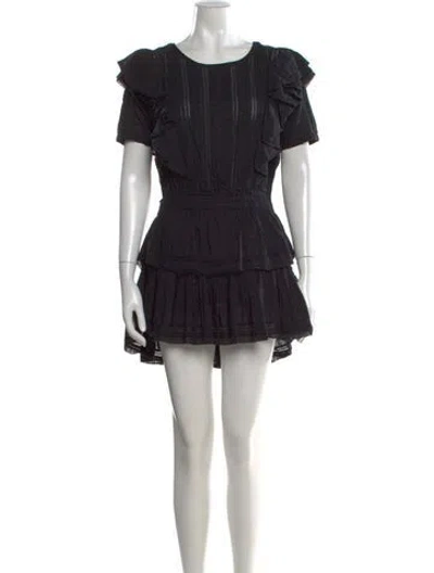 Pre-owned Loveshackfancy Printed Mini Dress In Black