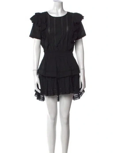Pre-owned Loveshackfancy Printed Mini Dress In Black