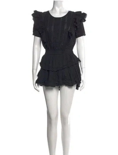 Pre-owned Loveshackfancy Printed Mini Dress In Black