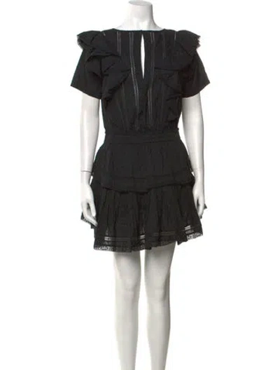 Pre-owned Loveshackfancy Printed Mini Dress In Black