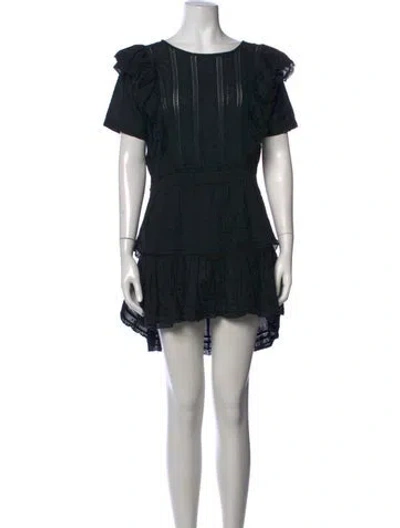 Pre-owned Loveshackfancy Printed Mini Dress In Black