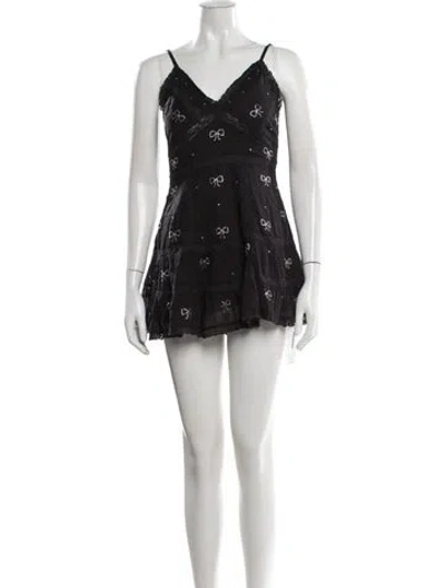 Pre-owned Loveshackfancy Printed Mini Dress In Black