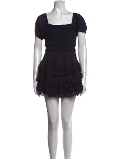 Pre-owned Loveshackfancy Printed Mini Dress In Black/blue