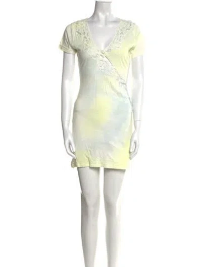 Pre-owned Loveshackfancy Printed Mini Dress In Blue