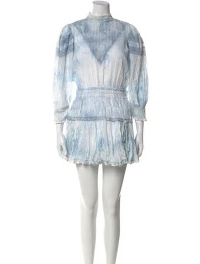 Pre-owned Loveshackfancy Printed Mini Dress In Blue
