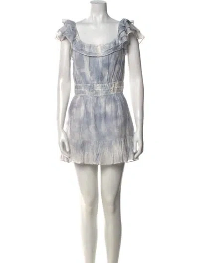 Pre-owned Loveshackfancy Printed Mini Dress In Blue