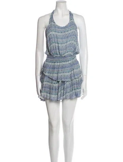 Pre-owned Loveshackfancy Printed Mini Dress In Blue