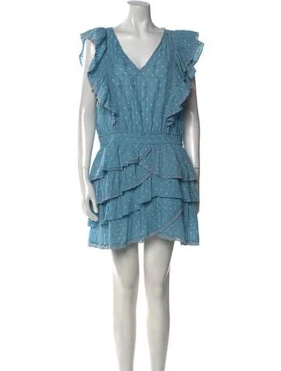 Pre-owned Loveshackfancy Printed Mini Dress In Blue