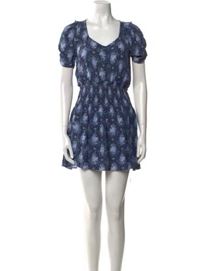 Pre-owned Loveshackfancy Printed Mini Dress In Blue