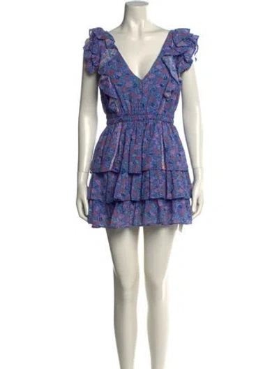 Pre-owned Loveshackfancy Printed Mini Dress In Blue