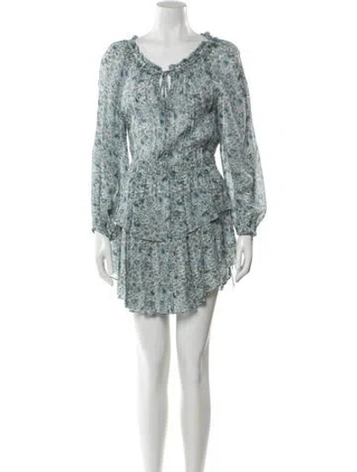 Pre-owned Loveshackfancy Printed Mini Dress In Blue
