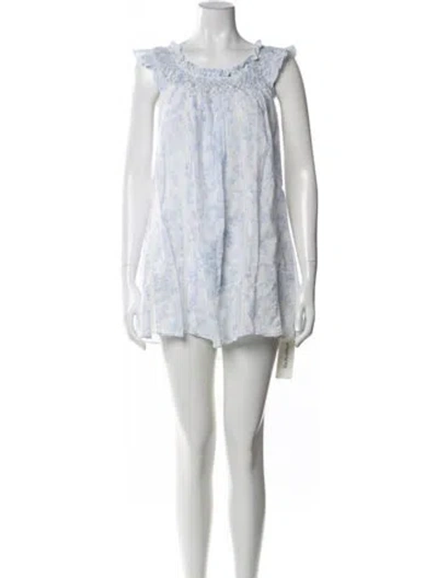 Pre-owned Loveshackfancy Printed Mini Dress In Blue