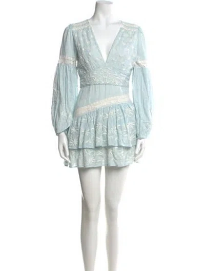 Pre-owned Loveshackfancy Printed Mini Dress In Blue
