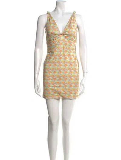 Pre-owned Loveshackfancy Printed Mini Dress In Blue
