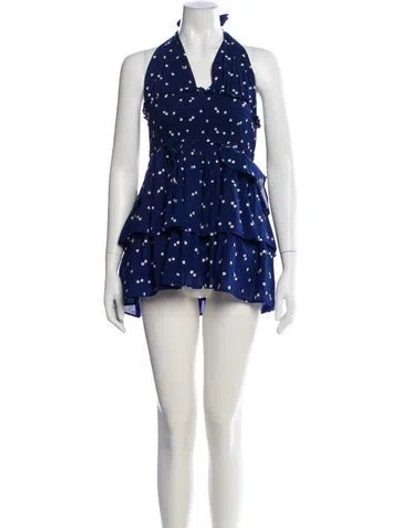 Pre-owned Loveshackfancy Printed Mini Dress In Blue