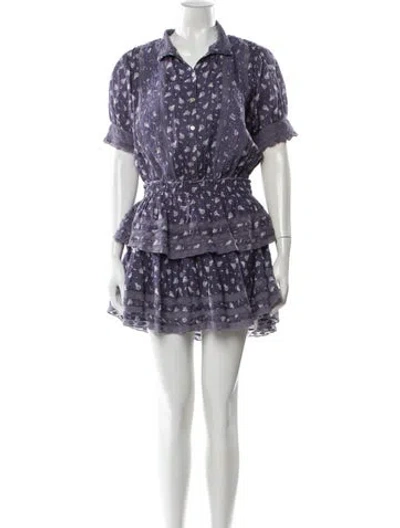 Pre-owned Loveshackfancy Printed Mini Dress In Blue