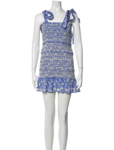 Pre-owned Loveshackfancy Printed Mini Dress In Blue