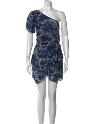 Pre-owned Loveshackfancy Printed Mini Dress In Blue