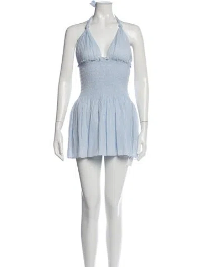 Pre-owned Loveshackfancy Printed Mini Dress In Blue