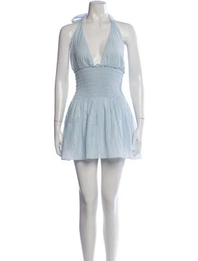 Pre-owned Loveshackfancy Printed Mini Dress In Blue