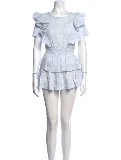 Pre-owned Loveshackfancy Printed Mini Dress In Blue/white