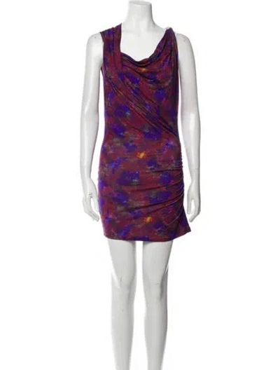 Pre-owned Loveshackfancy Printed Mini Dress In Burgundy