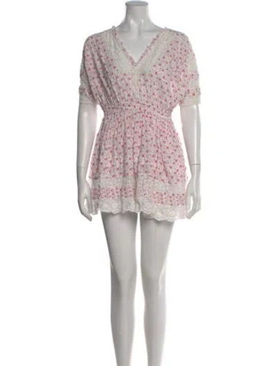 Pre-owned Loveshackfancy Printed Mini Dress In Gray