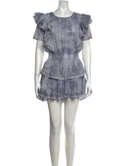 Pre-owned Loveshackfancy Printed Mini Dress In Gray