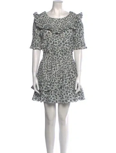 Pre-owned Loveshackfancy Printed Mini Dress In Gray