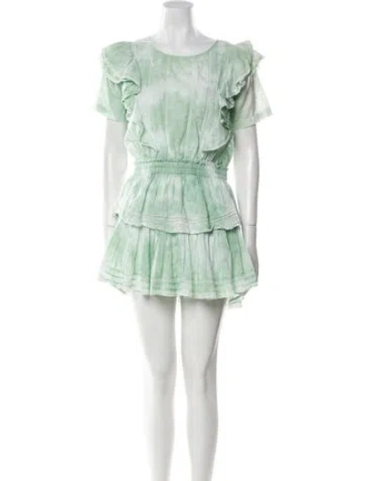 Pre-owned Loveshackfancy Printed Mini Dress In Green