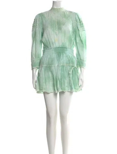 Pre-owned Loveshackfancy Printed Mini Dress In Green