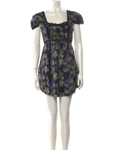 Pre-owned Loveshackfancy Printed Mini Dress In Green