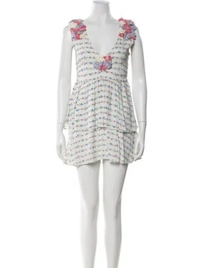 Pre-owned Loveshackfancy Printed Mini Dress In Green