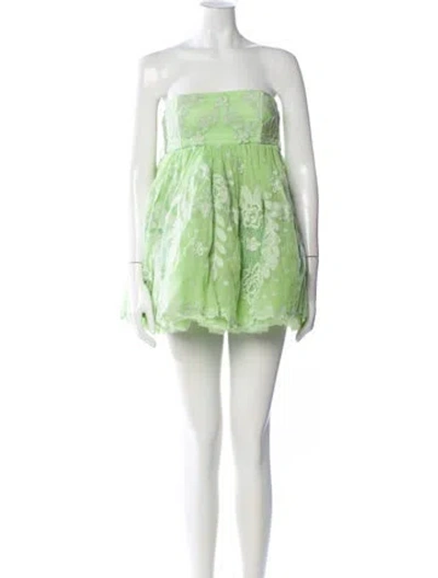 Pre-owned Loveshackfancy Printed Mini Dress In Green