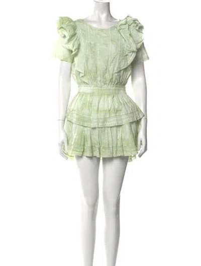 Pre-owned Loveshackfancy Printed Mini Dress In Green