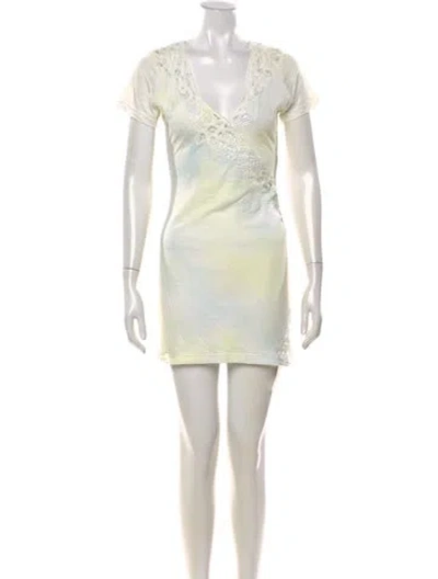 Pre-owned Loveshackfancy Printed Mini Dress In Green