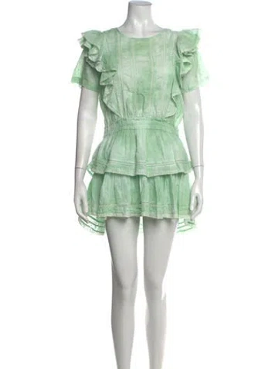 Pre-owned Loveshackfancy Printed Mini Dress In Green