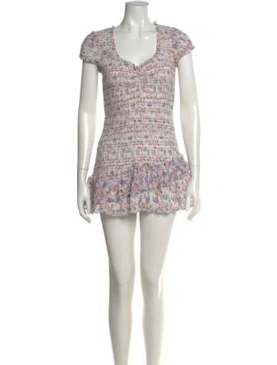 Pre-owned Loveshackfancy Printed Mini Dress In Neutral
