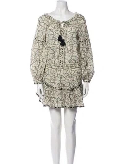 Pre-owned Loveshackfancy Printed Mini Dress In Neutral