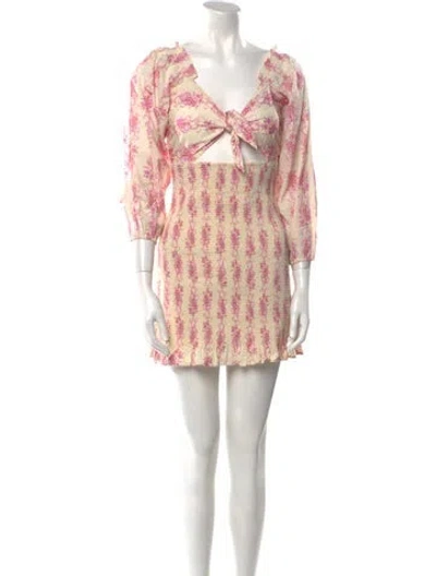 Pre-owned Loveshackfancy Printed Mini Dress In Neutral