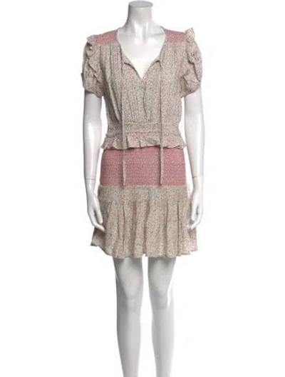 Pre-owned Loveshackfancy Printed Mini Dress In Neutral