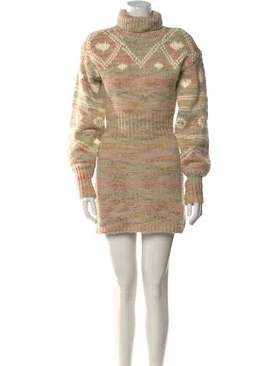 Pre-owned Loveshackfancy Printed Mini Dress In Neutral