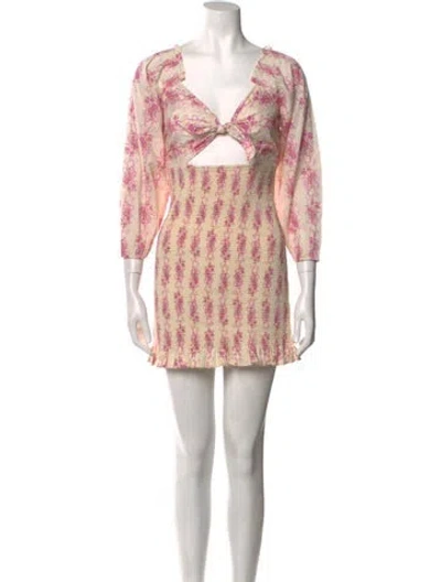 Pre-owned Loveshackfancy Printed Mini Dress In Neutral