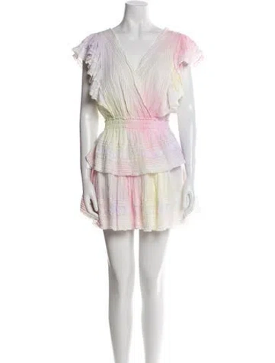 Pre-owned Loveshackfancy Printed Mini Dress In Neutral