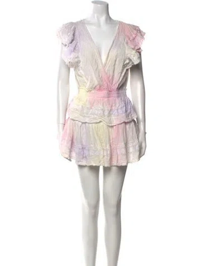 Pre-owned Loveshackfancy Printed Mini Dress In Neutral