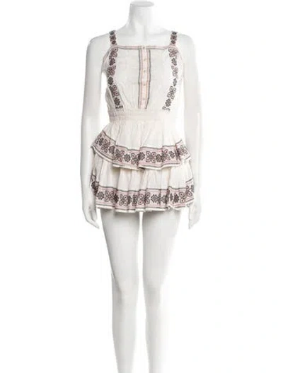 Pre-owned Loveshackfancy Printed Mini Dress In Neutral