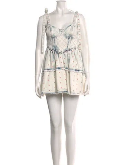 Pre-owned Loveshackfancy Printed Mini Dress In Neutral